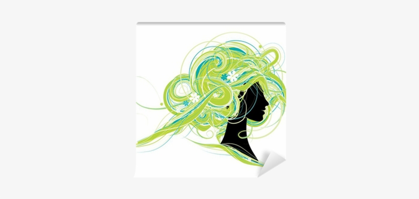Woman Head Silhouette, Hairstyle Design Wall Mural - Illustration, transparent png
