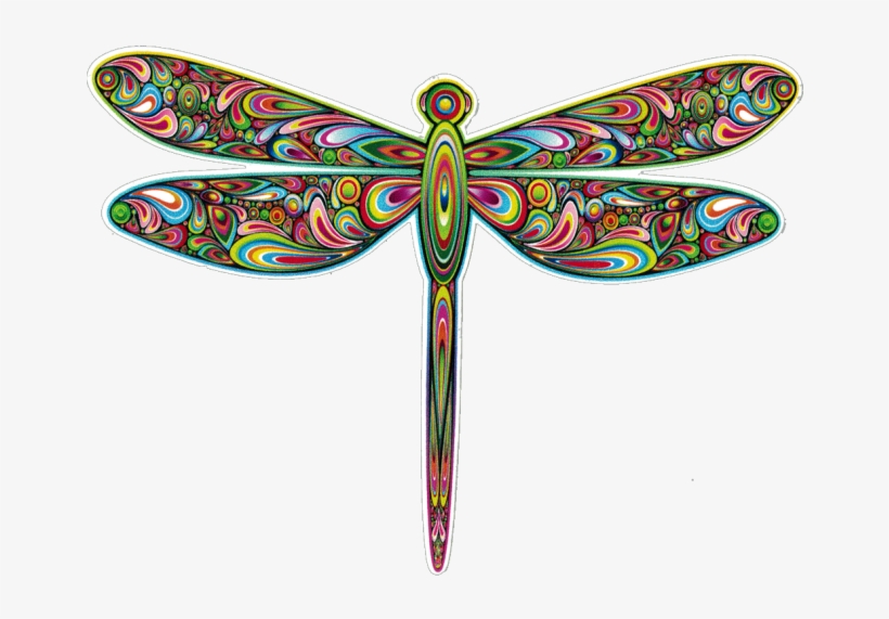 Bumper Sticker / Decal - Psychedelic Dragonfly, transparent png