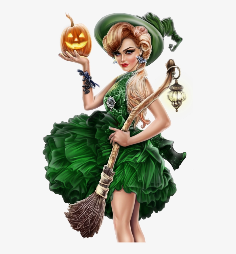 Sorci Re Png Citrouille Balai Tube Halloween - Tubes Gothiques Vert, transparent png
