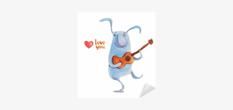 Bunny With Guitar - Illustration, transparent png