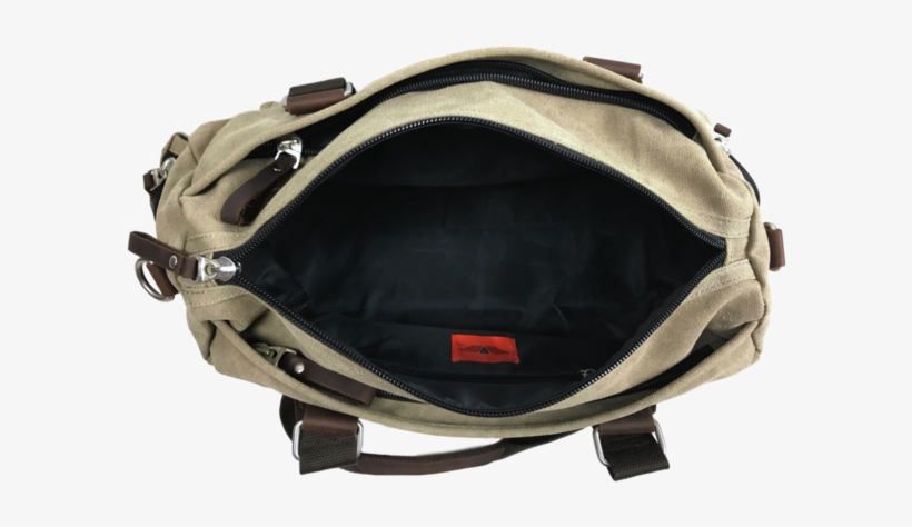 Olive Green Travel Duffle Bag Inside View With Pockets - Handbag, transparent png
