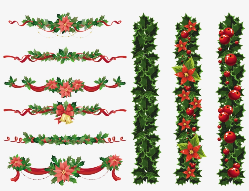 Christmas Elements Png Transparent Image - Christmas Garlands Vector, transparent png