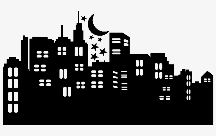Sticker New York Gratteciels De Nuit Ambiance Sticker - Silhouette, transparent png