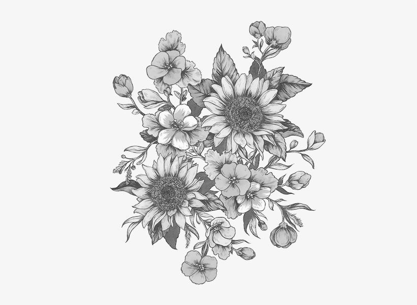 Black And White Flowers Png Clip Free Library - Flower Tumblr Art, transparent png