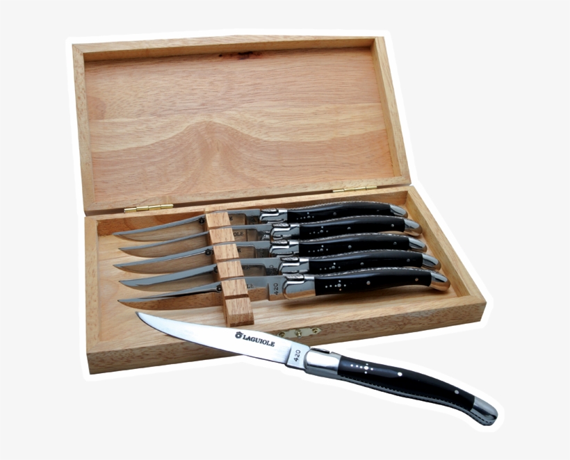 6 Laguiole Steak Knives, True Horn - Laguiole Table Boite, transparent png