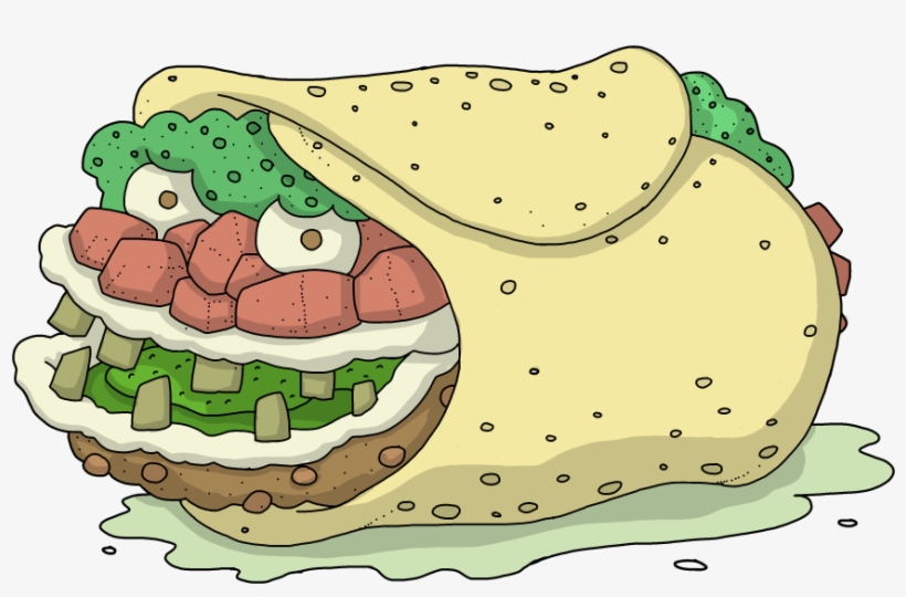 Black And White Library Burrito Clipart Fast Food - Illustration, transparent png