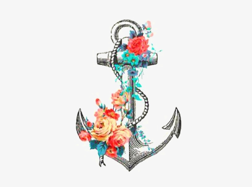 Anchor Png Background Image - Anchor And Flowers Watercolor, transparent png