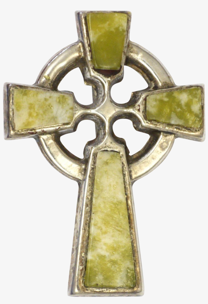 Irish Connemara Marble Celtic Cross And Silver Pin - Jewellery, transparent png