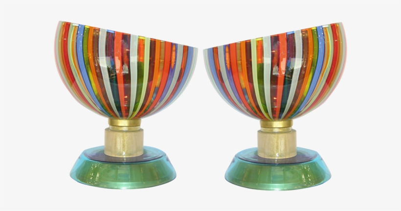 Cenedese 1970s Pair Of Murano Glass Lamps With Blue, transparent png