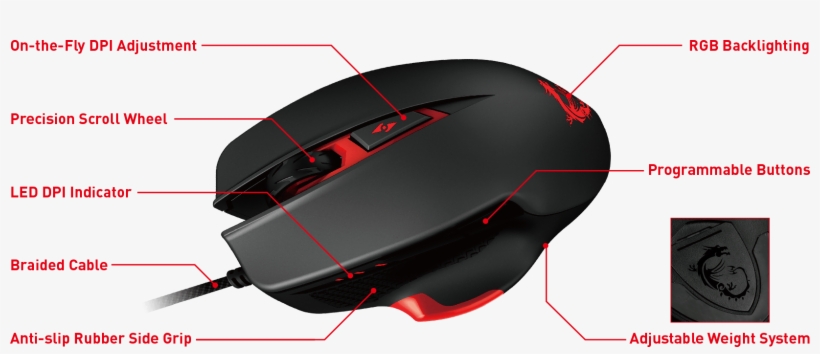 Msi Interceptor Ds300 Gaming Mouse, transparent png