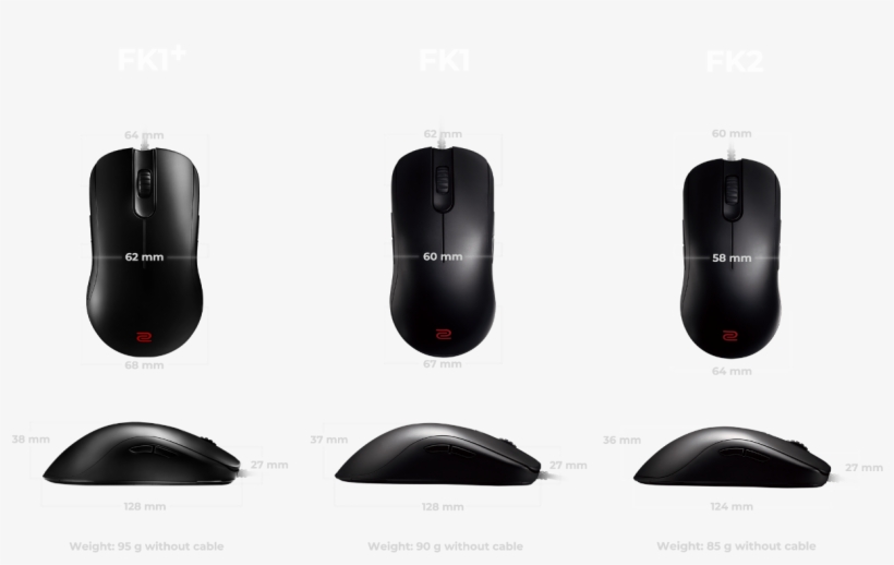Measurement - Zowie Fk1+ Ambidextrous Mouse - Big, transparent png