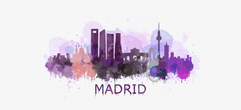 Click And Drag To Re-position The Image, If Desired - Madrid Skyline Watercolor, transparent png
