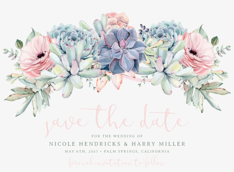 Sweet Succulents Save The Date Rose Savethedateweddingideas - Save The Date Png Flores, transparent png