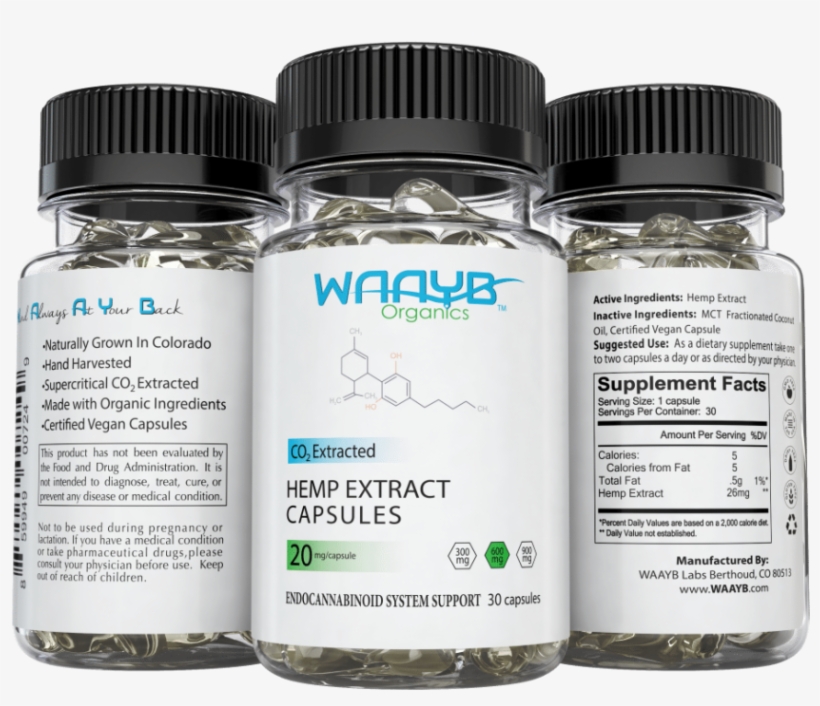 Waayb Hemp Extract Capsules - Waayb Organics, transparent png