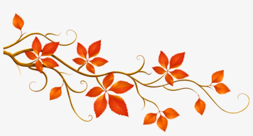 Decorative Branch With Autumn Leaves Png - Clip Art Fall, transparent png