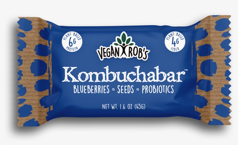 Vegan Kombucha Bar Blueberry 45g Front - Vegan Rob's Kombucha Bar, transparent png