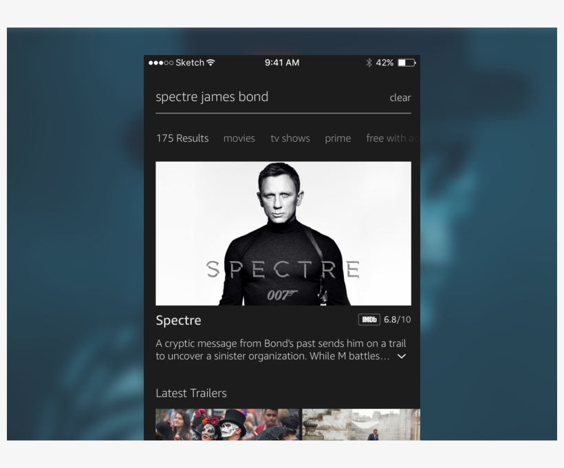 Amazon Video Search Concept Ux Ui Search App Mobile - Poster Encadré: James Bond 007 - Spectre, Daniel Craig, transparent png