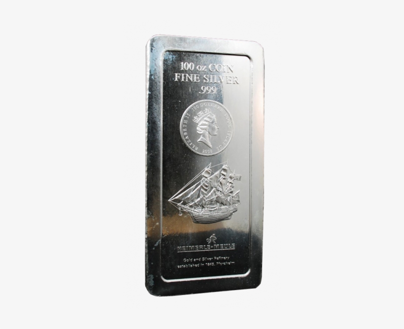 100 Troy Ounce Cook Islands Bounty Silver Coin Bar, transparent png