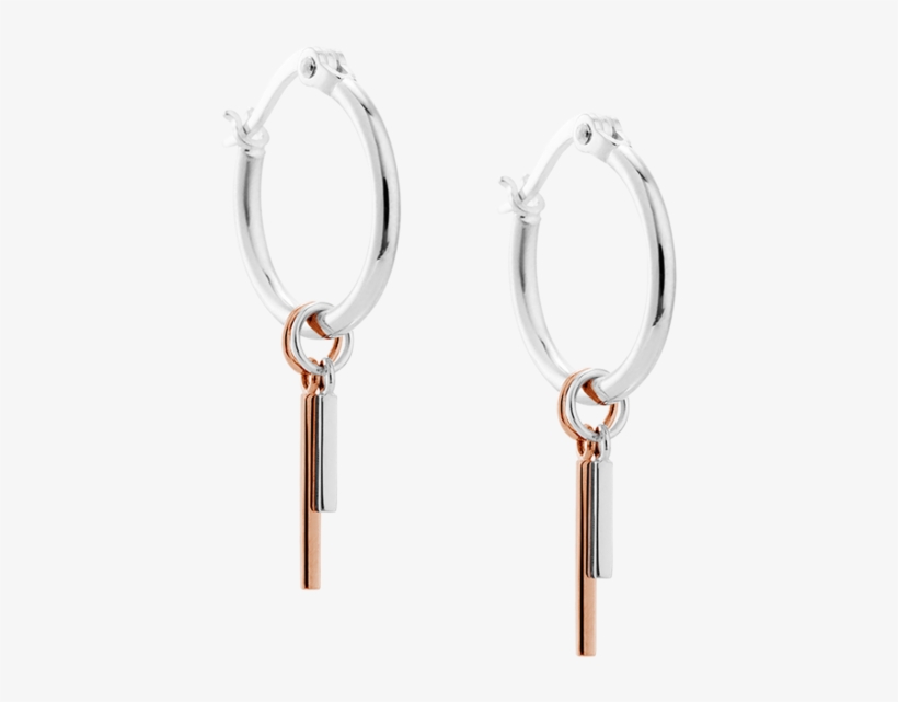 Double Bar Hoops Image - Silver, transparent png