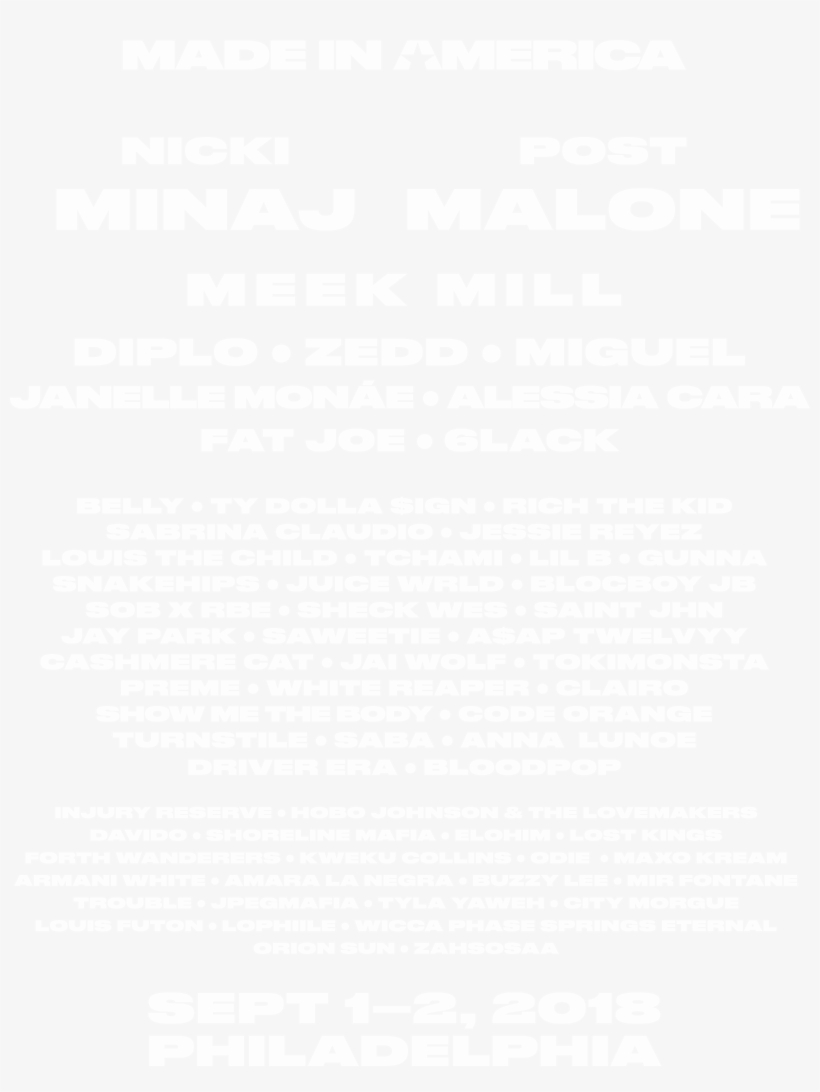 Alessia Cara Amara La Negra Anna Lunoe Armani White - Made In America Tour Lineup 2018, transparent png