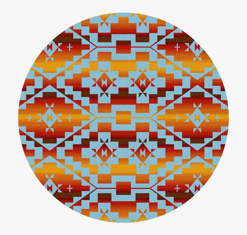 Burnt Orange And Light Blue Round Rug - American Dakota Johnny D Sacred Trail Red Burst Area, transparent png