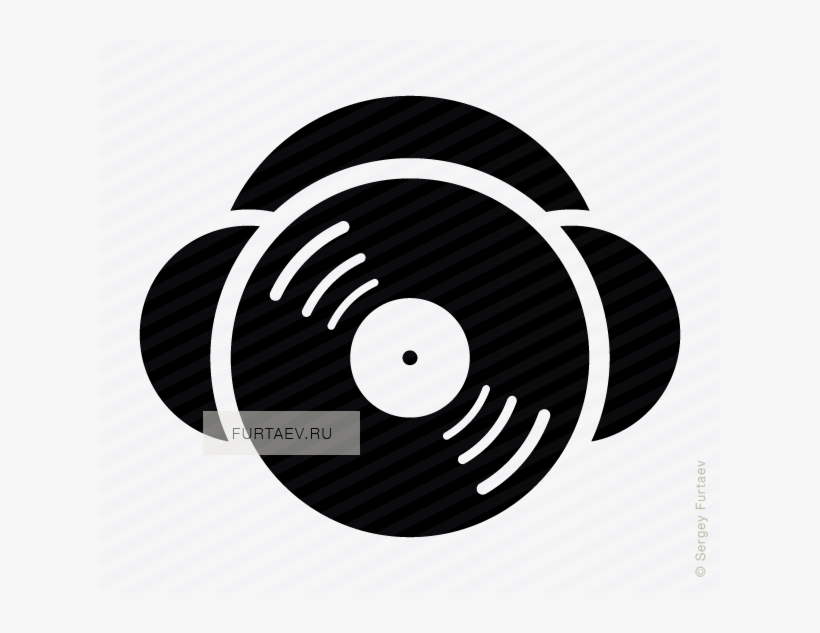 Vector Icon Of Vinyl Record In Headphones Fone Dj Vector Png 620x553 Png Download Pngkit