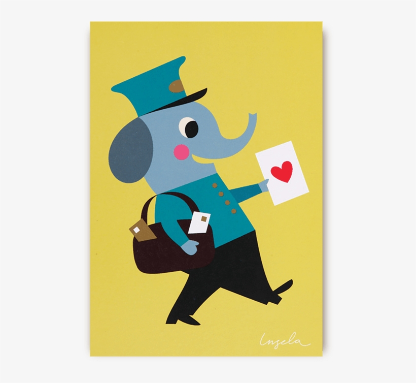 Nelly Happy Mail Postcard - Lagom Designs Nelly Elephant Greeting Card, transparent png