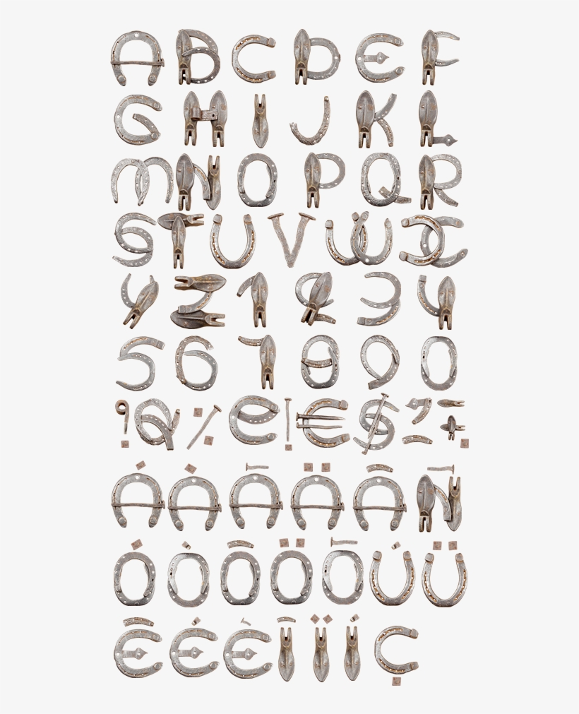 Horseshoe Font Alphabet - Alphabet Made Out Of Horseshoes, transparent png