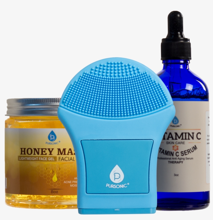 Facial Cleansing Brush Bundle With Honey Mask & Vitamin - Cleanser, transparent png