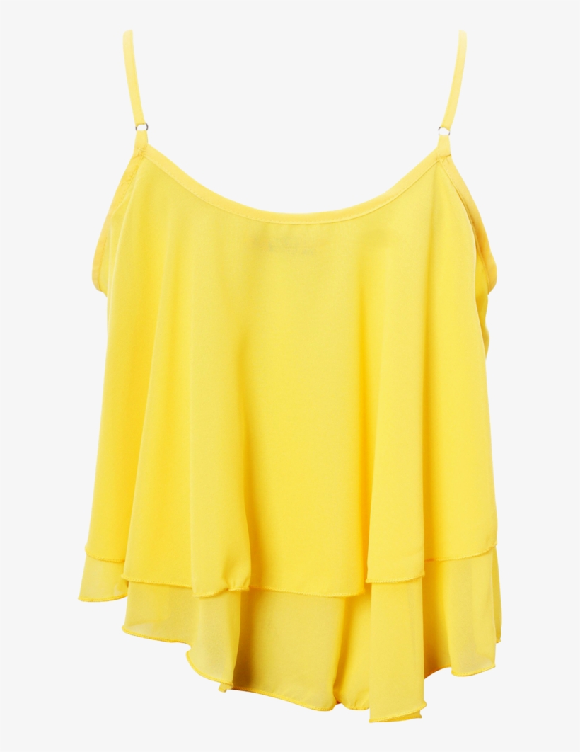 Shirts & Tops, Yellow Asymmetric Frill Tribal Embroidery - Ruffle, transparent png