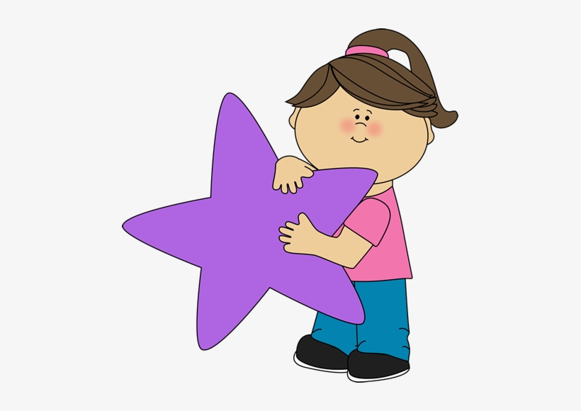 Girl Holding A Purple Star Clip Art - Partner Clipart, transparent png