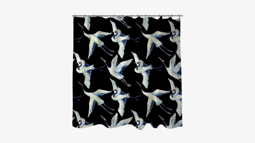 Watercolor Asian Crane Bird Seamless Pattern Shower - Watercolor Painting, transparent png