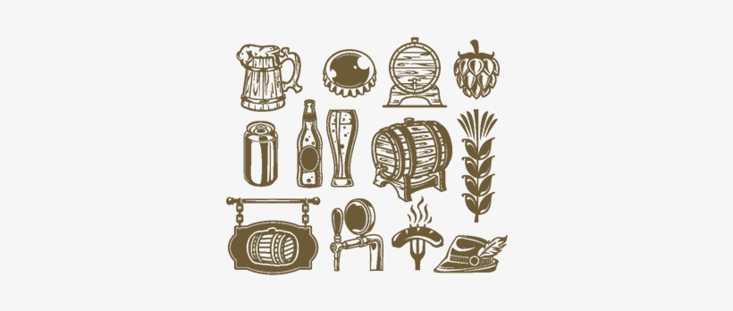 Collection Retro Icons Of Beer Isolated On White - Beer, transparent png