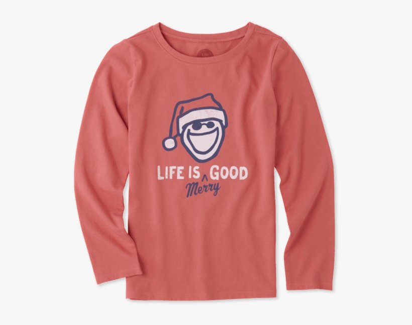 Girls Life Is Merry Good Long Sleeve Crusher Tee - Long-sleeved T-shirt, transparent png