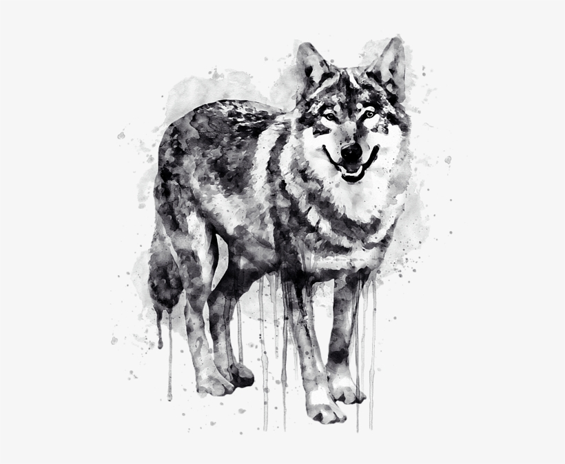 Bleed Area May Not Be Visible - Wolf Watercolor Black And White, transparent png