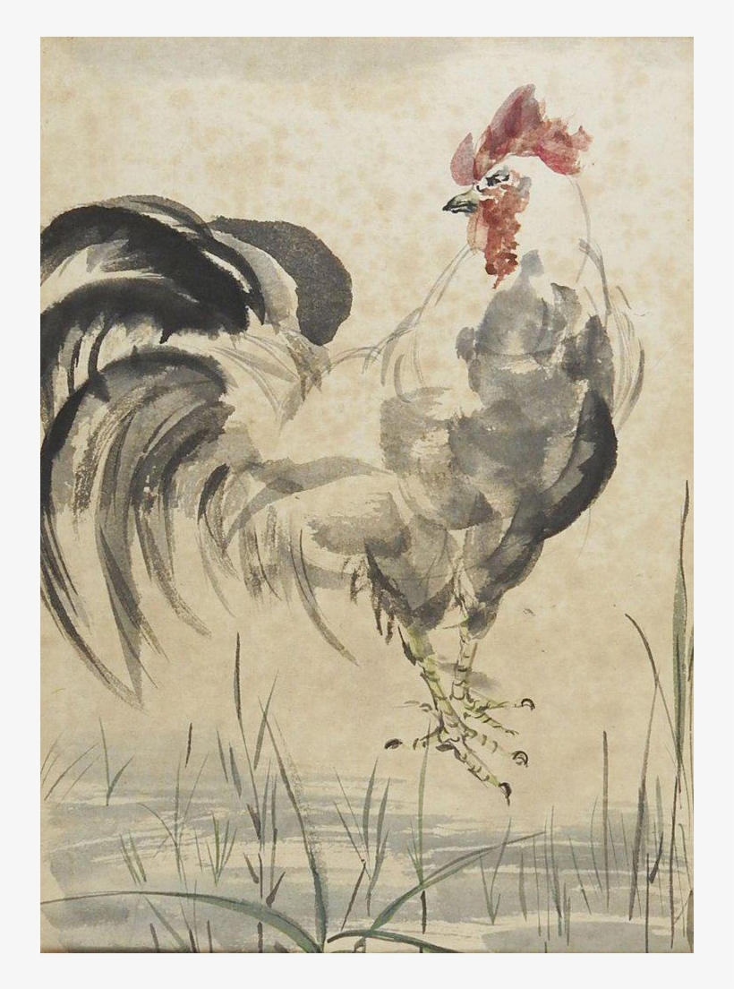 Asian Rooster Watercolor Painting, transparent png
