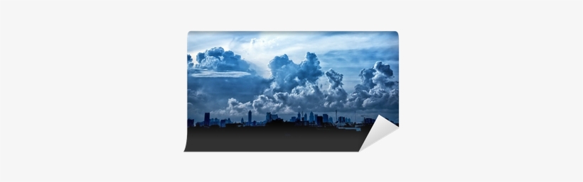 Dark Blue Storm Clouds Over City In Rainy Season Wall - Dark Clouds Hd, transparent png