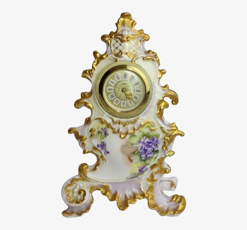 French Antique Limoges Porcelain Clock Hand Painted - Quartz Clock, transparent png
