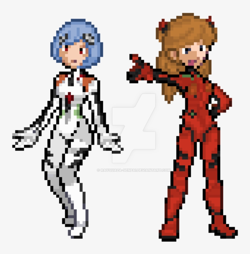 Vector Freeuse Stock Ayanami Rei And Langley - Rei Ayanami Pixel Art, transparent png