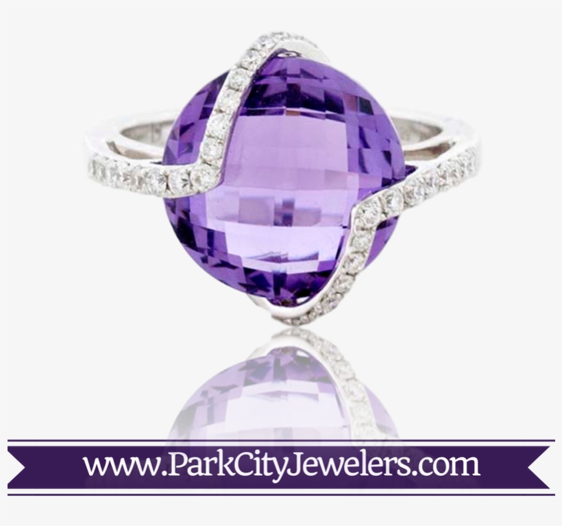 Fancy Round Cut Amethyst And Diamond Ring - Elk Ivory Engagement Rings, transparent png