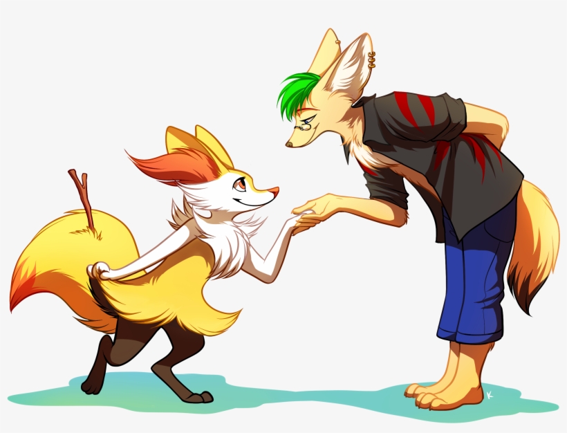 Flying Fennec Foxes By Mrduhast - Braixen And Trainer Love, transparent png