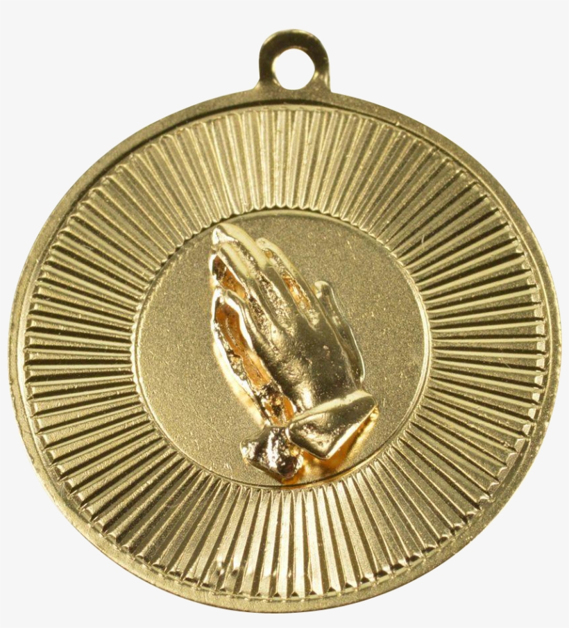 14k Hands In Prayer Round Starburst Grooved Medallion - Pendant, transparent png