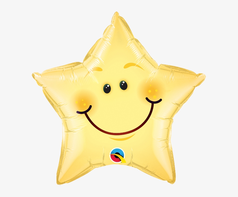Smiley Face Star 20" Foil Balloon - White Mylar Star Balloon, transparent png