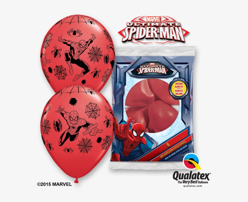 Zoom - 6 Spiderman Print Red Latex Balloons Pack, transparent png