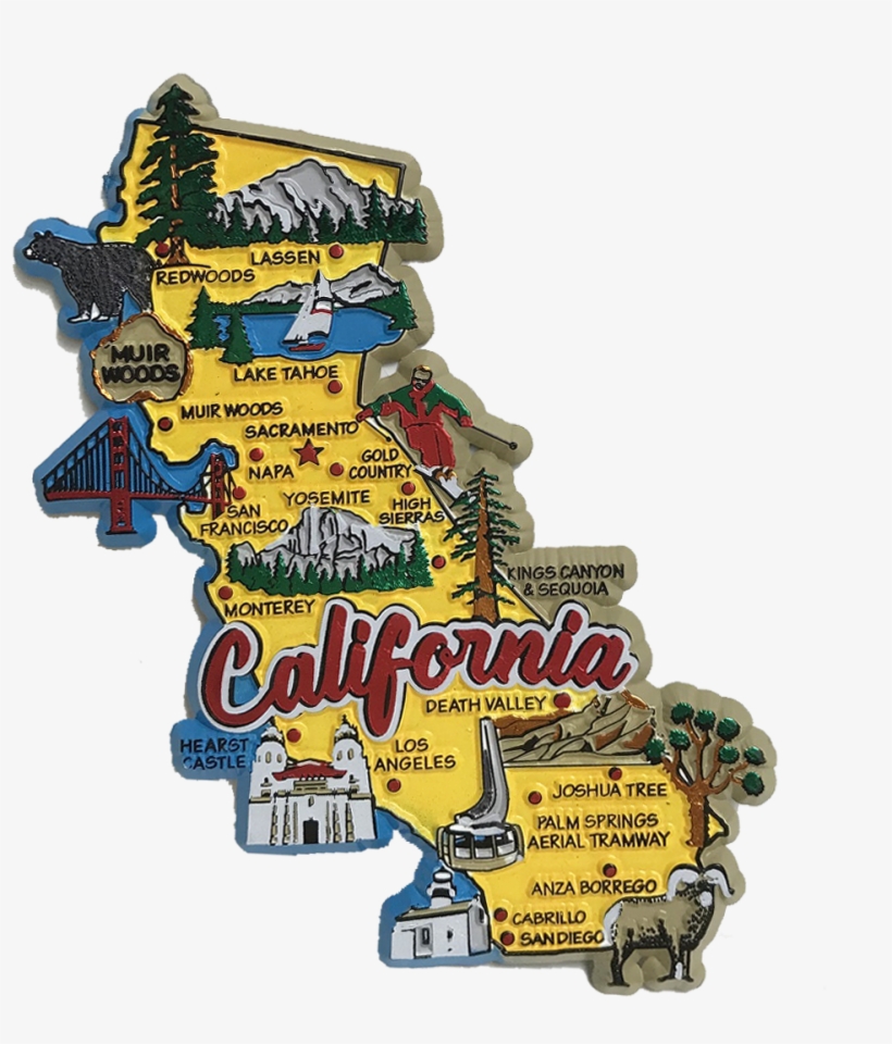 Souvenir Magnet California State Map - Souvenir From California, transparent png