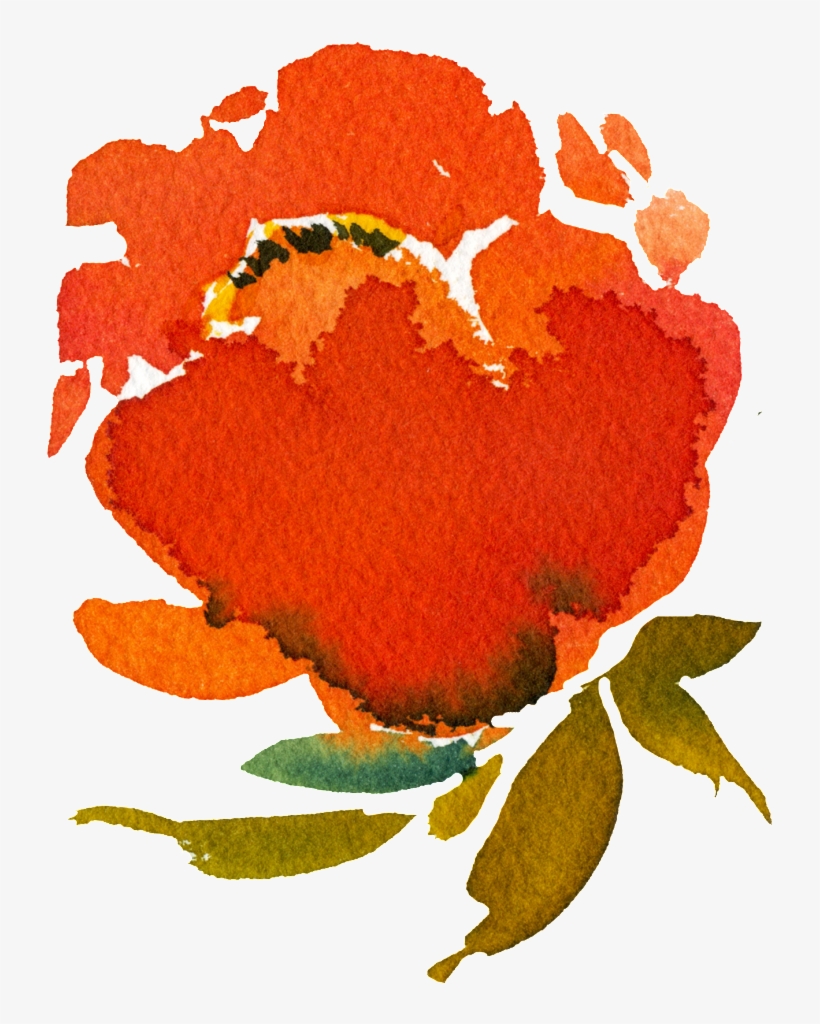 Hand Painted Orange Red Rendering Flower Png Transparent - Orange, transparent png