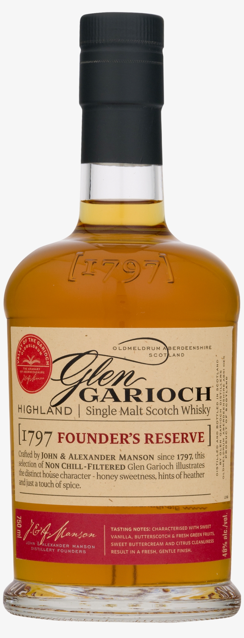 Glen Garioch 1797 Founders Reserve Highland Single - Glen Garioch Founder's Reserve Scotch, transparent png