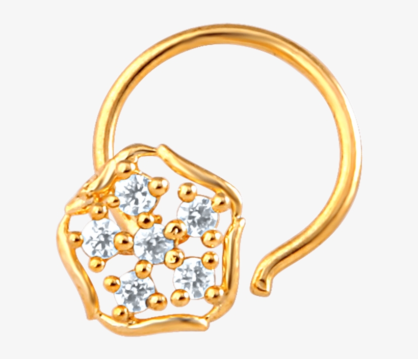 Mahi Gold Plated Indian Glamor Nose Ring With Cz Stones - Gold, transparent png