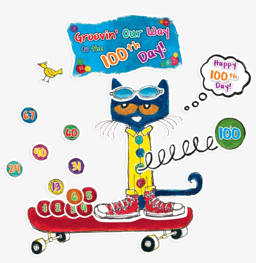 Tcr62384 Pete The Cat 100 Groovy Days Of School Bulletin - Pete The Cat 100 Days Of School, transparent png