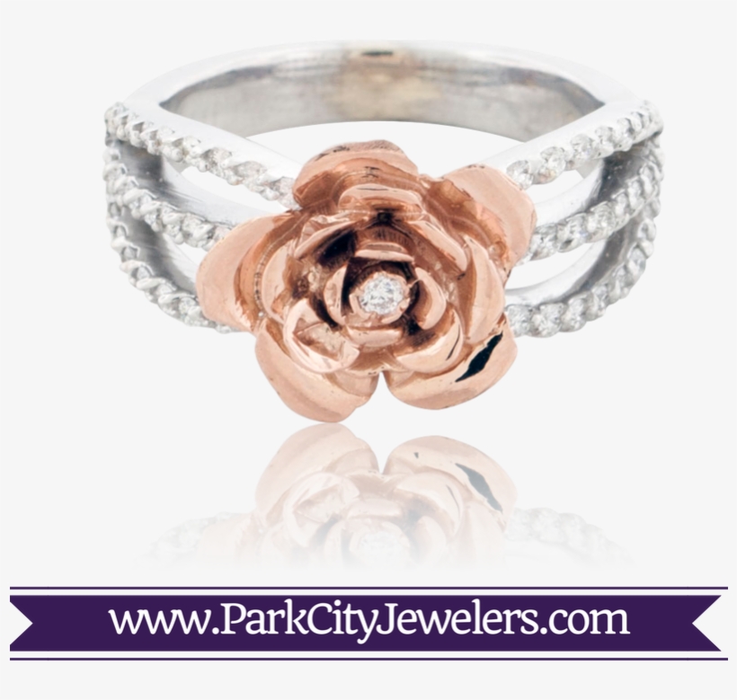 Rose Inspired Ring With Diamond Accents, transparent png
